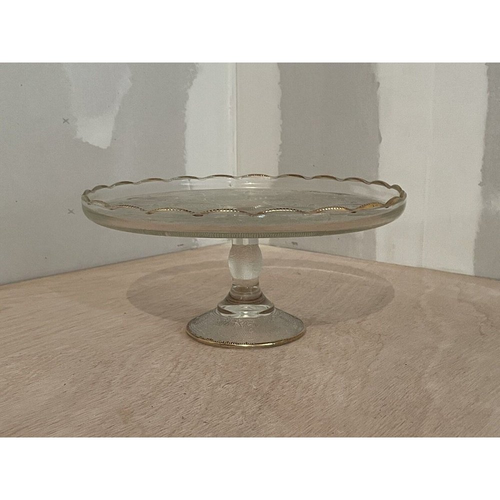 Vintage Jeannette Harp Cake Platter Pedestal Stand 5"